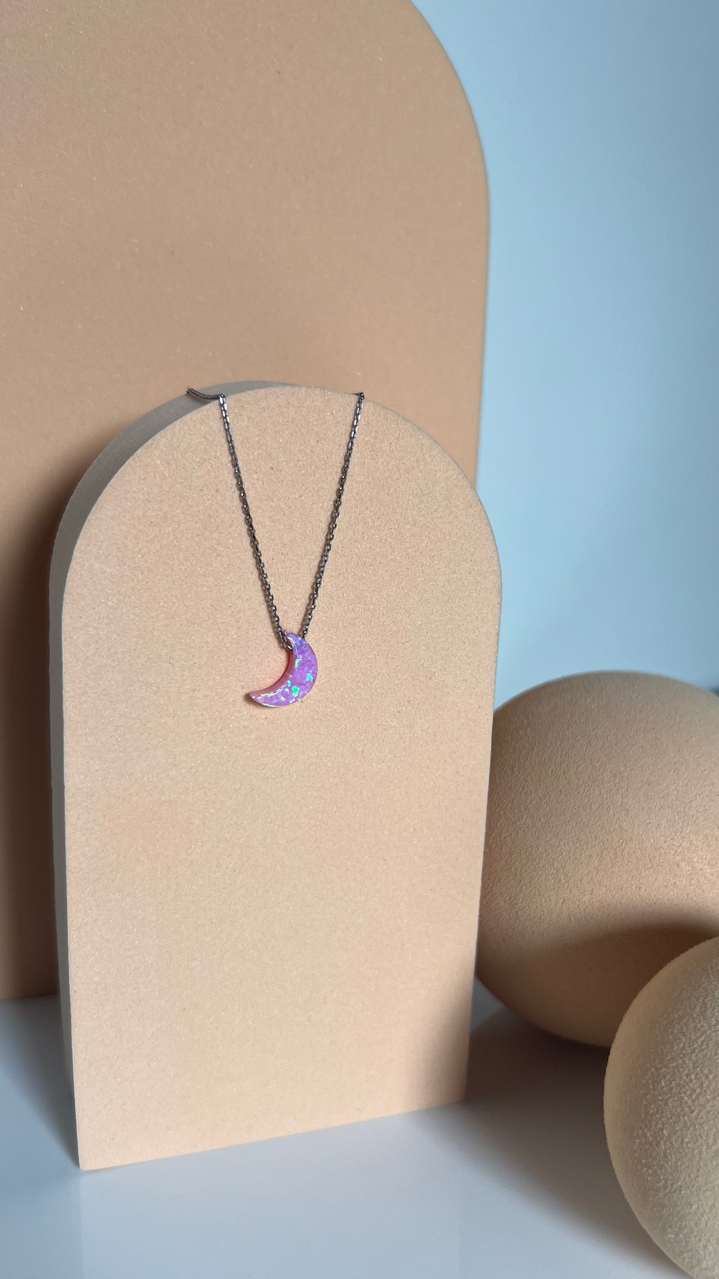 Pink moon necklace