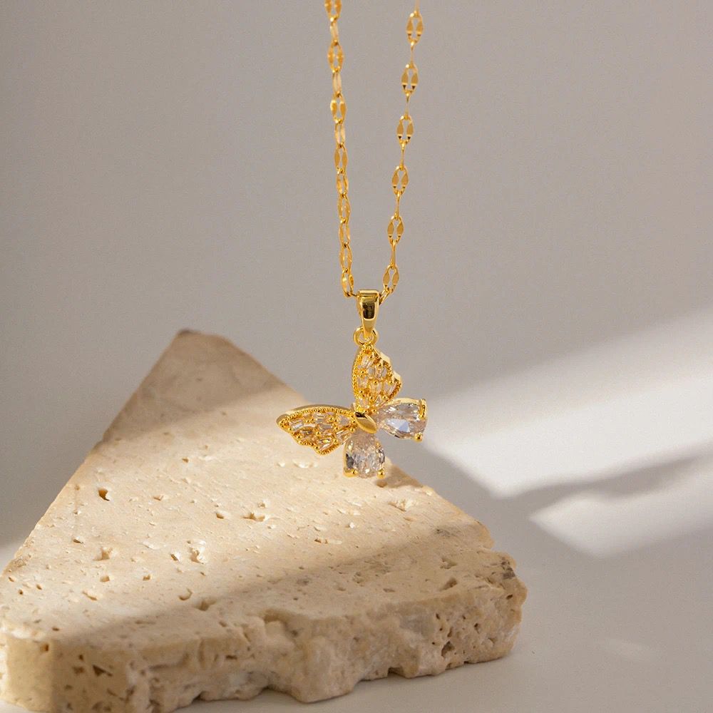 Gold butterfly necklace