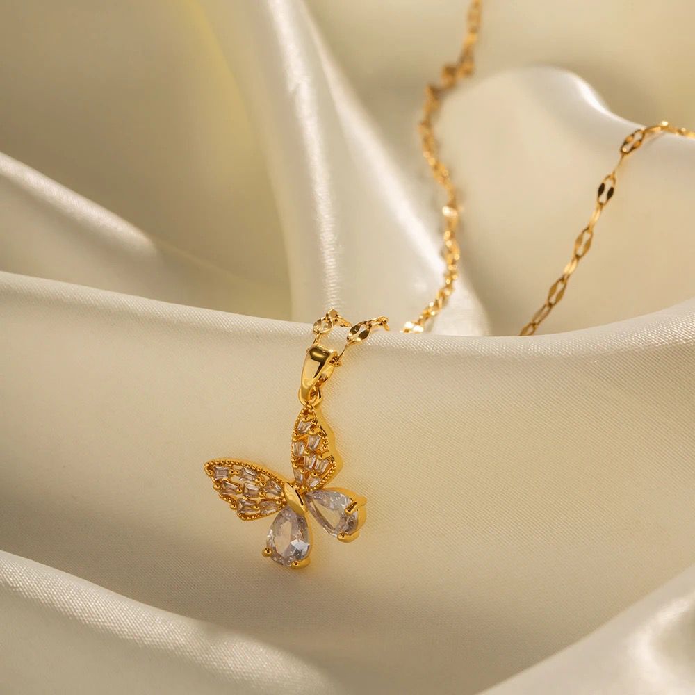 Gold butterfly necklace
