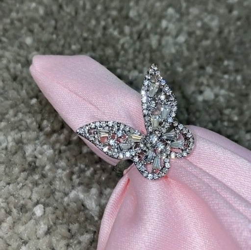 Silver butterfly ring