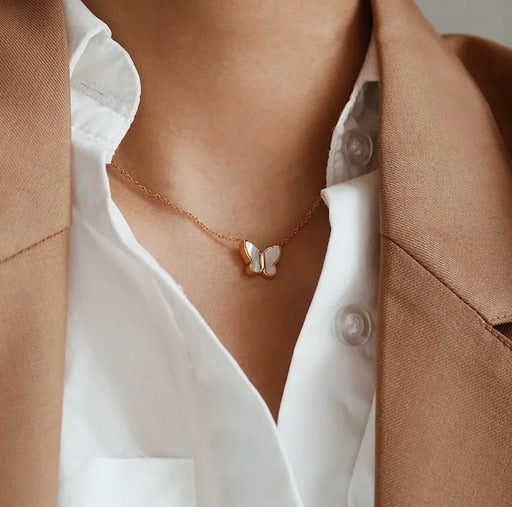 Scalloped butterfly necklace & earrings