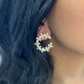 Round leaves earrings