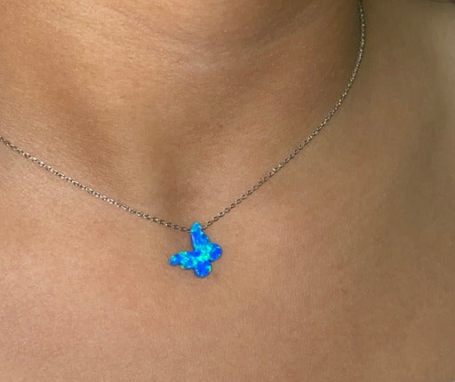 Blue butterfly necklace
